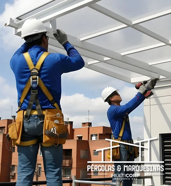Diseño, fabricación e instalación de marquesinas corredizas manuales o automáticas en Bogotá, Colombia. Multicorp Ingeniería SAS.