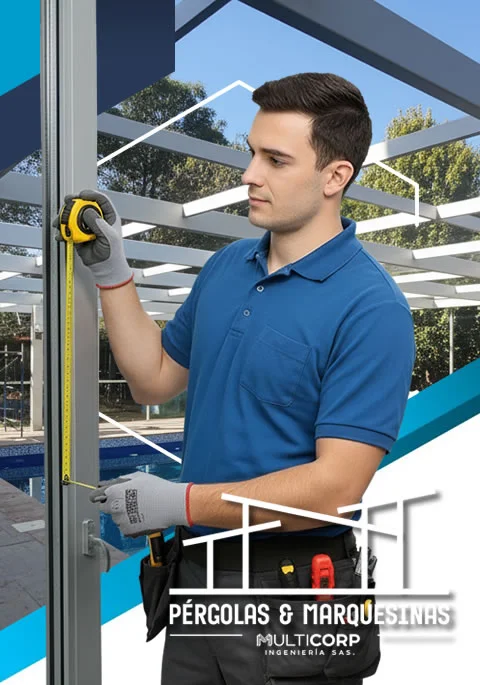Diseño, fabricación e instalación de cerramientos en vidrio para pérgolas, marquesinas y domos en zonas de piscina en casas y conjuntos en Bogotá y Colombia. Multicorp Ingeniería SAS.